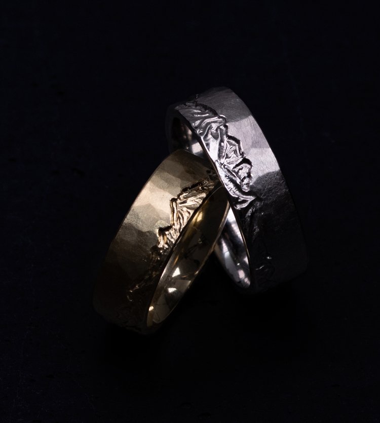 Bergringe in Platin und Gelbgold